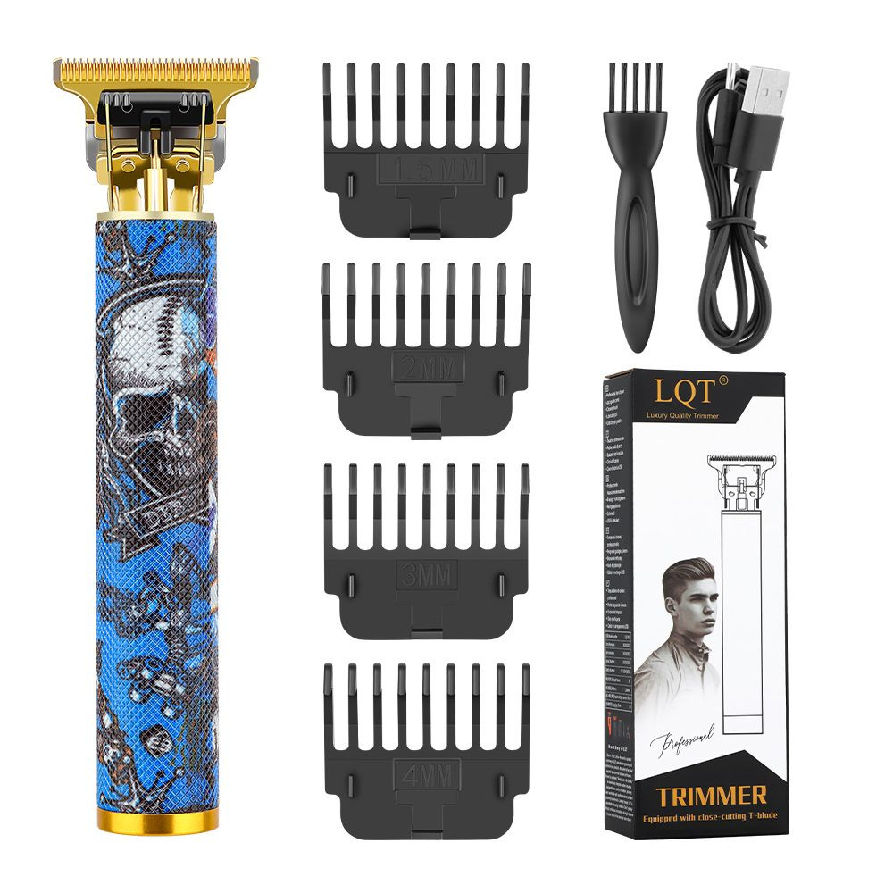 Beard Trimmer Cordless - 레트로 타투 해골 패턴 무선 T자형